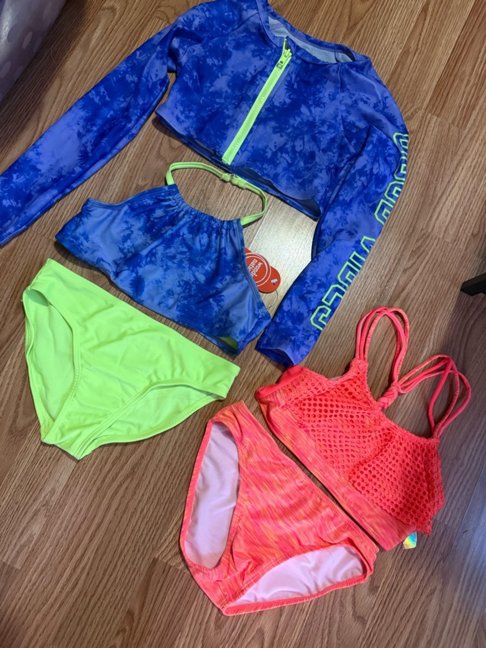 Lot of 2 - Kids 3-Piece Swim Set & Bikini. Size 7/8. NWT
